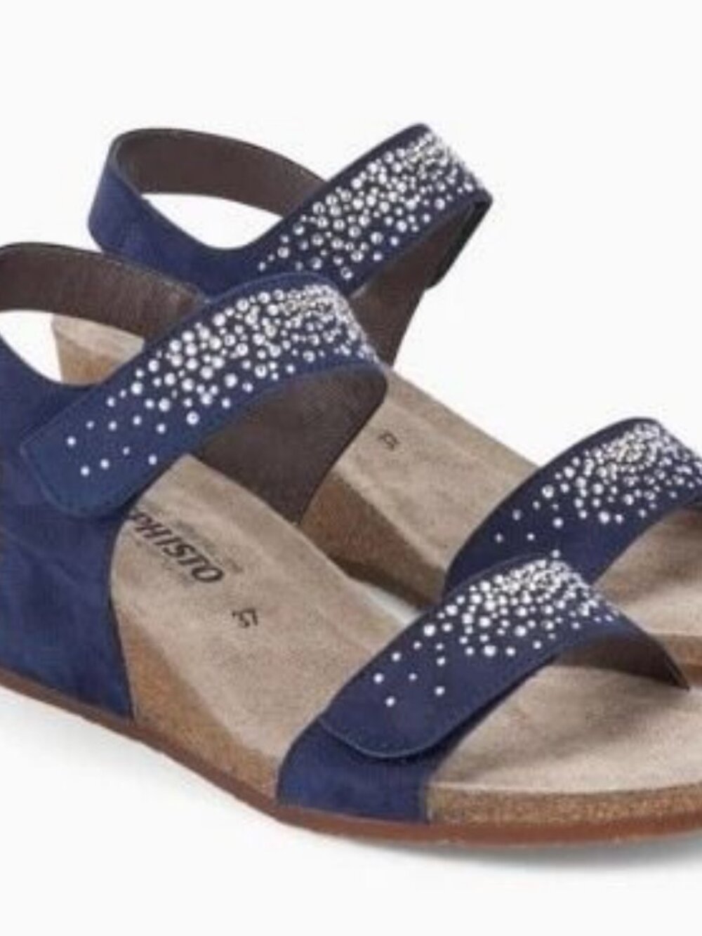 Mephisto  Women's Maria Spark Sandal  Indigo Suede, Rhinestones  Size 12 US NIB